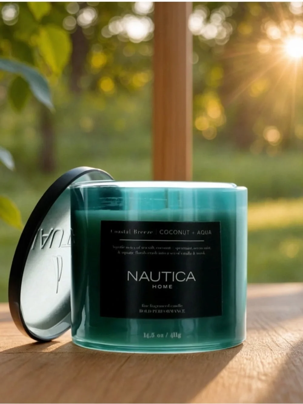 Nautica Coastal Breeze Coconut & Aqua  14.5 oz 3-wick soy wax blend candle new